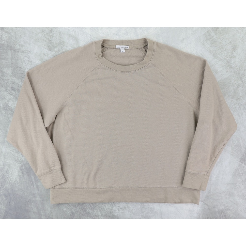 James Perse Standard Raglan Sweatshirt Womens 2 Medium Taupe Gray French Terry